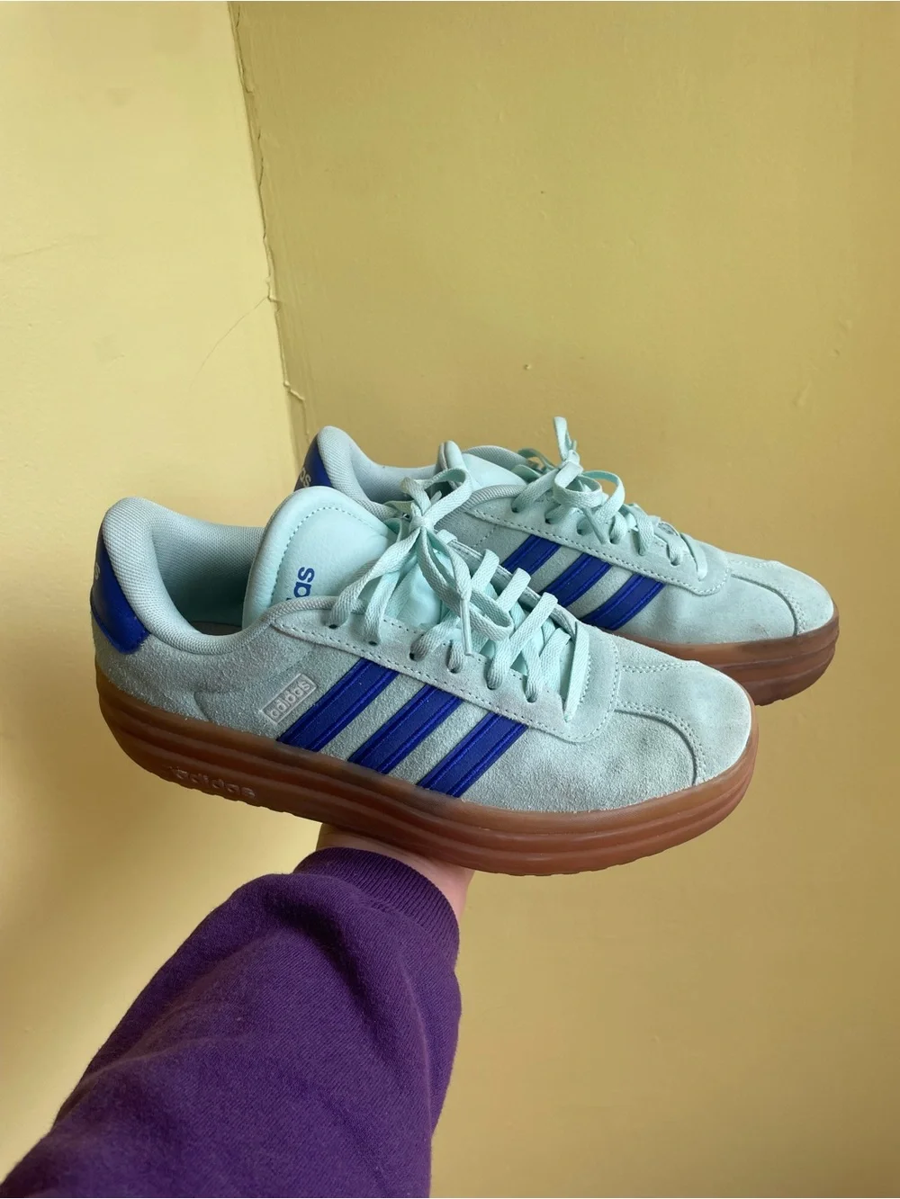 adidas VL court platform sneakers in flash aqua/team royal blue